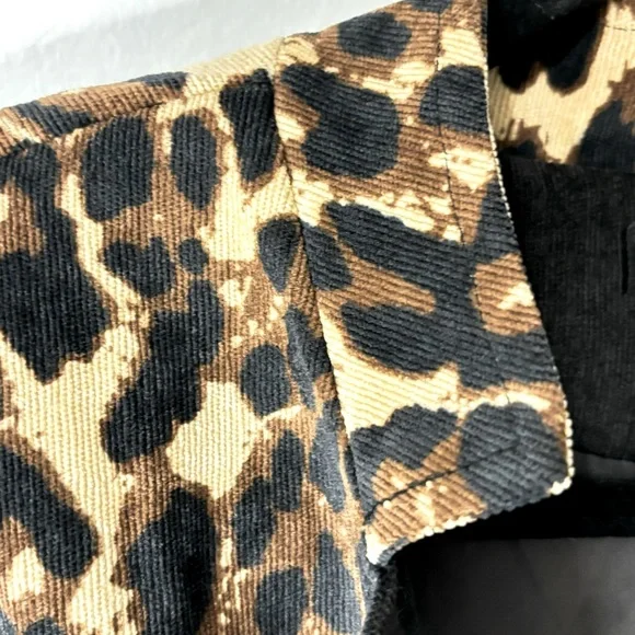 New Leopard Open Front Blazer Lightweight Corduroy Fully Lined Size Small - Picture 6 of 7